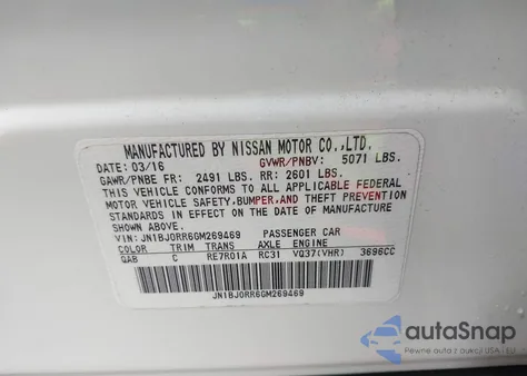 2016 Infiniti Qx50 from USA, damaged, VIN JN1BJ0RR6GM269469